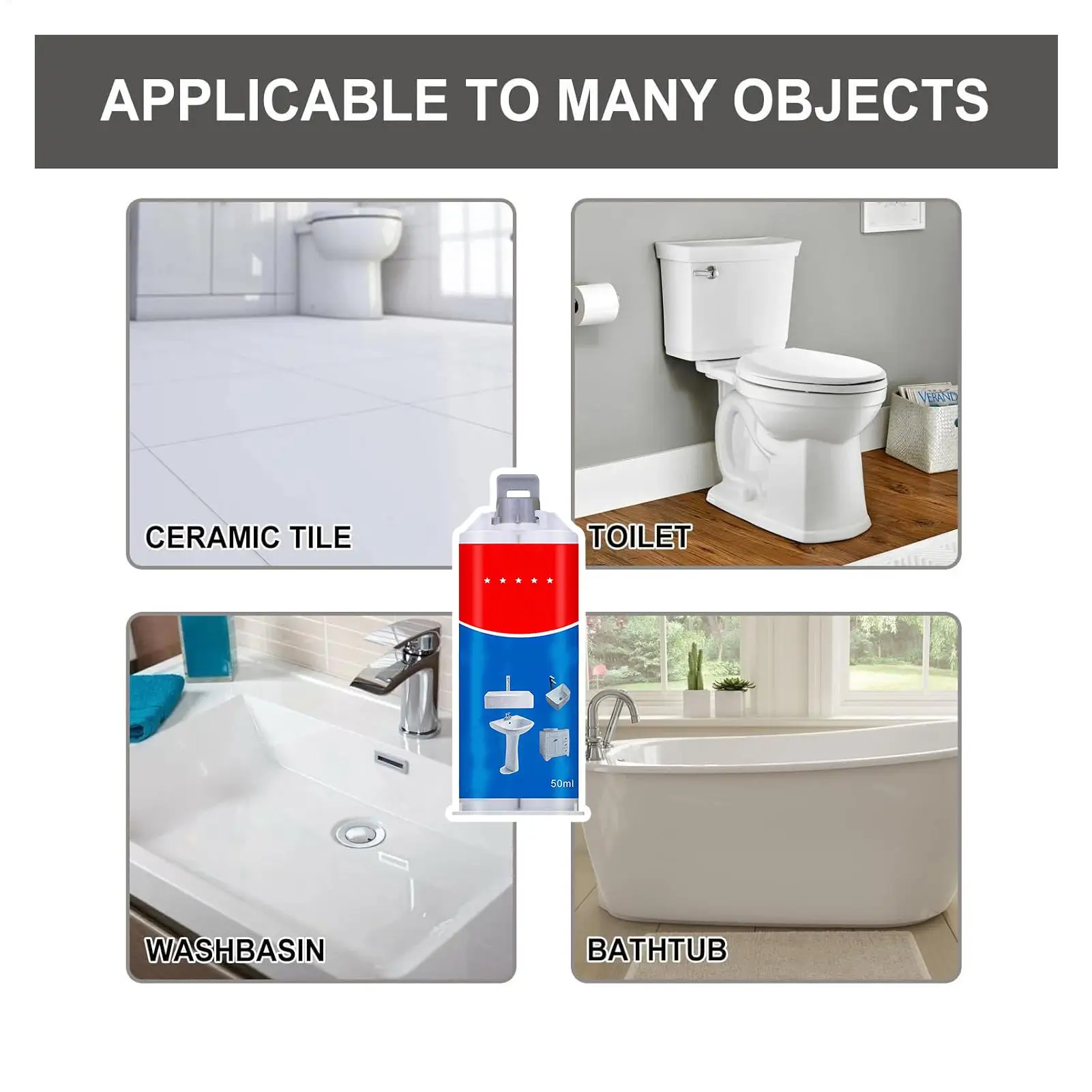 Porcelain Repair Paste Tile Filler Professional Adhesive Crack Filler  Paste Tub Chips And Sink Cracks With Super Adhesion