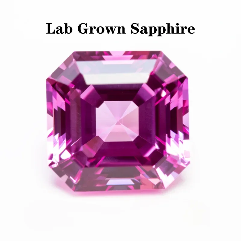 

Lab Grown Sapphire Pink Color Asscher Shape VVS1 DIY Ring Necklace Earrings Main Materials Charms Gemstone with Certificate