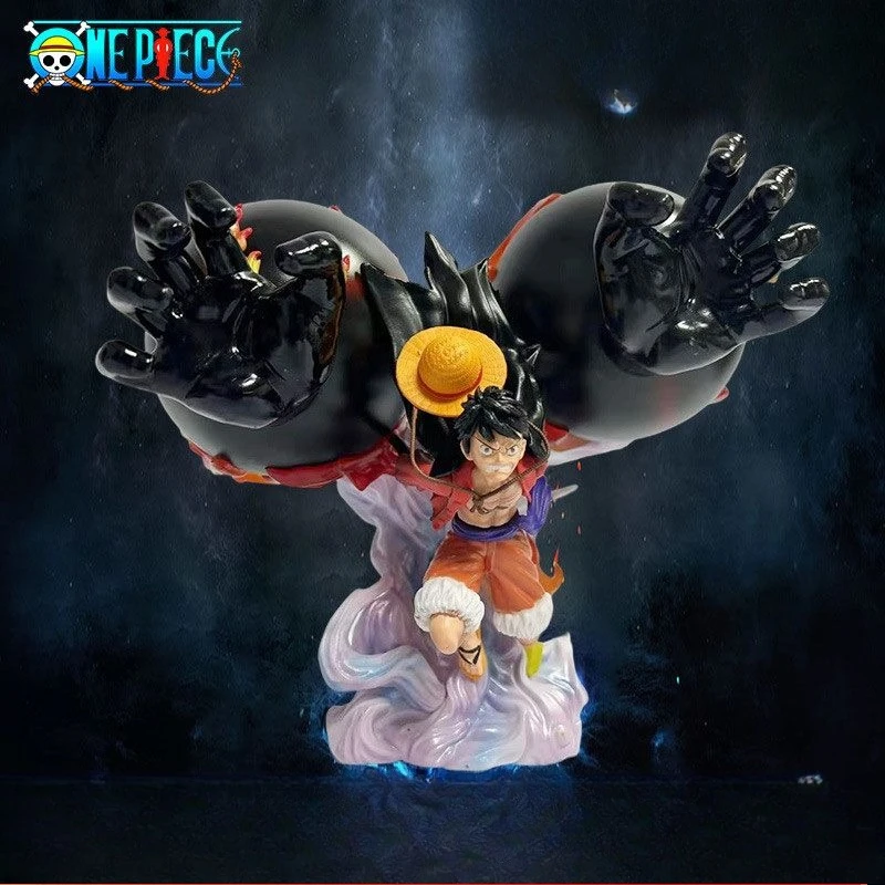 

Anime Figure One Piece Double Fist Luffy Three Gears Grass Hat Group Full Form Scene Birthday Gift Trendy Play Model Bandai Doll