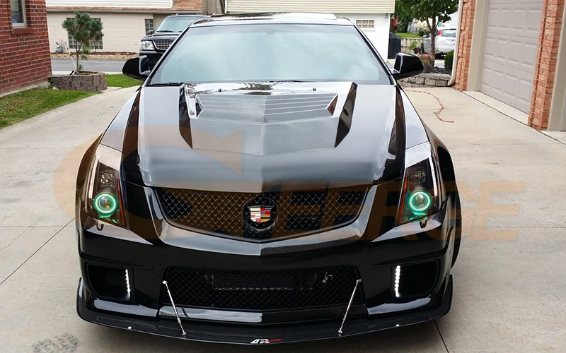 For Cadillac CTS 2008-2014 Xenon Headlight BT App RF Remote Control Multi-Color Ultra Bright RGB LED Angel Eyes Kit Halo Rings