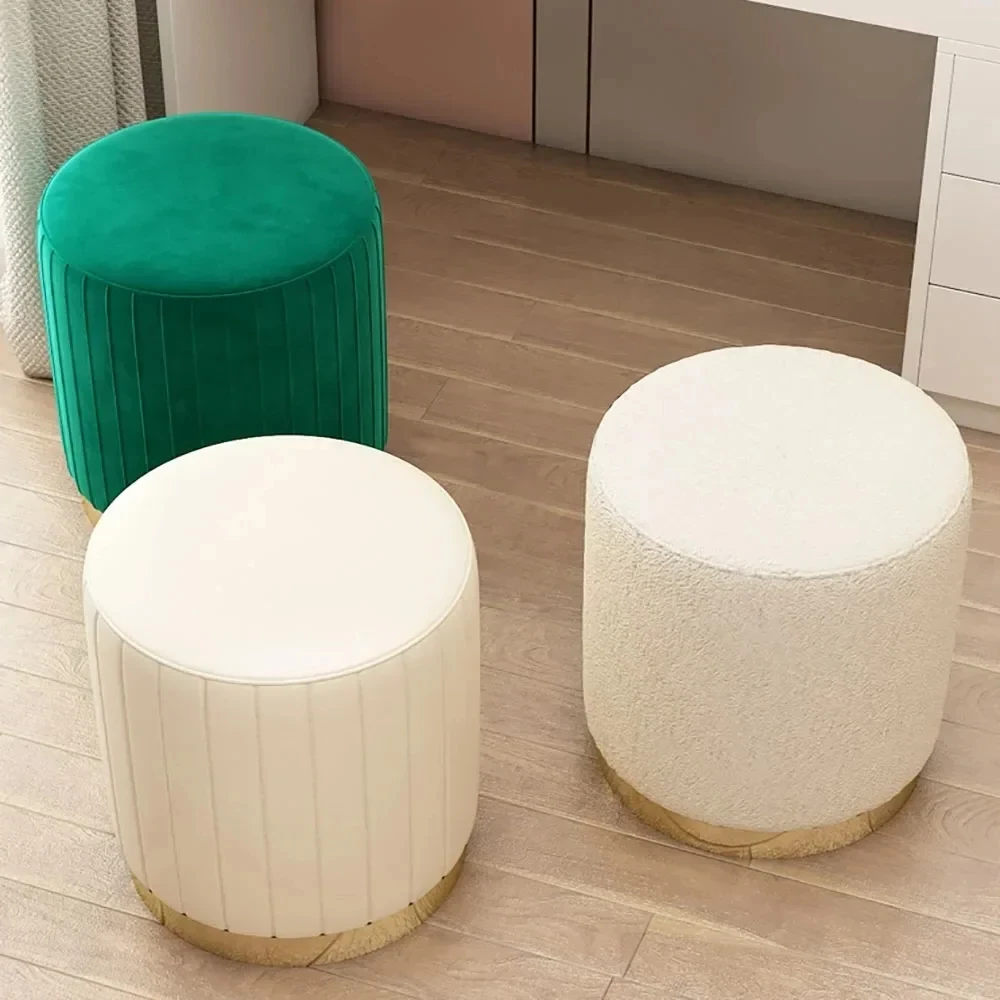 Stool with storage function Light Luxury Round Stools Chair Bedroom Storage Bench Sofa Stool Dressing Table Stool Makeup Chair