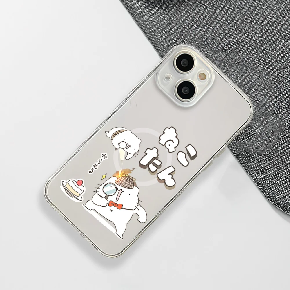 Cute anime cat Karameru Phone Case For IPhone 15 14 13 12 11 Transparent Magnetic Suction Cover