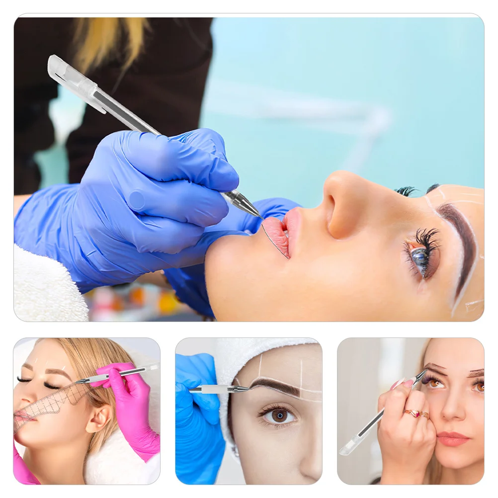 

10Pcs Waterproof Skin Marking Pens Portable Eyebrow Tattooing Marker Pens for Surgery Positioning and Tattoo Supplies
