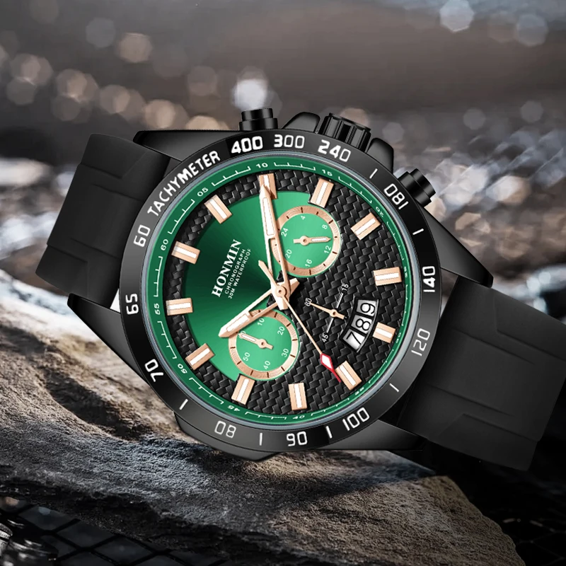Personalized Trendy Motorcycle Men's Watch Multi functional Sports Timing Quartz Watch Deep Waterproof Men's Watch