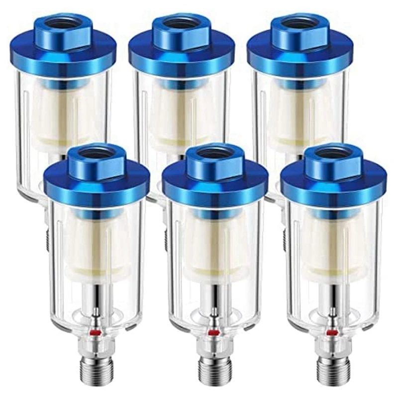 

6Pcs Water Oil Separator Filter 1/4 Inch NPT Inlet And Outlet Air Compressor Moisture Filter Airbrush Water Separator