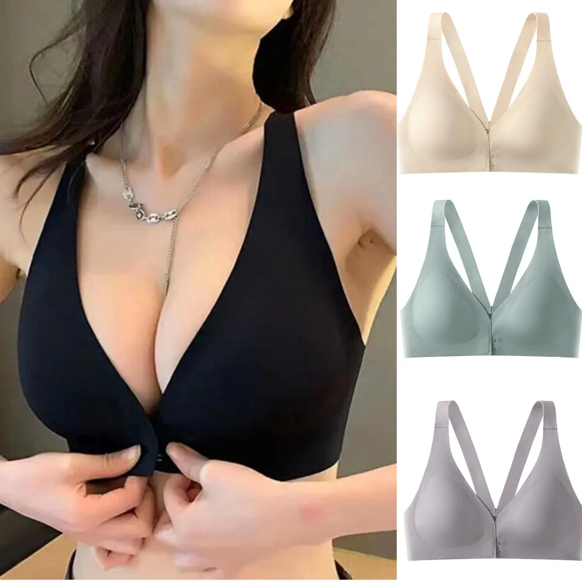 

Sexy Underwear Women Seamless Front Fastening Bra Gather Brassiere Lady Non Wired Soft Stretch Comfortable Push Up Bralette