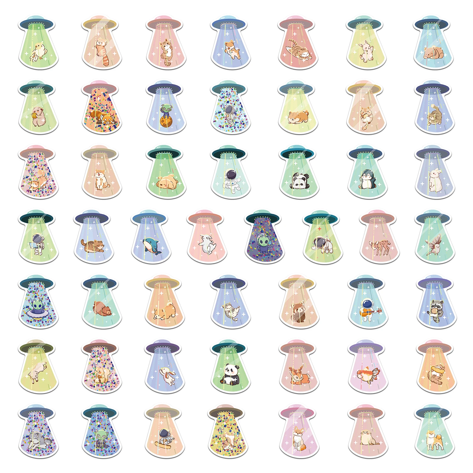 50PCS UFO Kidnapped Friend Stickers Exquisite Handaccount Material Phone Case Laptop Luggage Waterproof Stickers