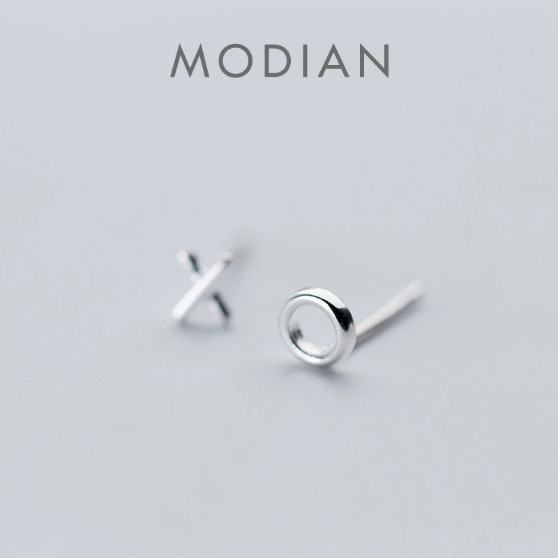 Modian Fresh X i O śliczne stylowy kolczyk kolczyki dla kobiet lite srebro 925 Earing prezenty dla dziewczyny urok biżuteria Ear Pins