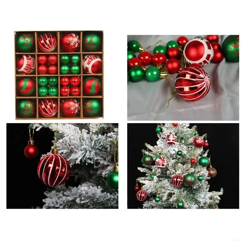 L43A Christmas Ball Ornaments 44pcs Shatterproof Balls for Xmas Tree Decoration
