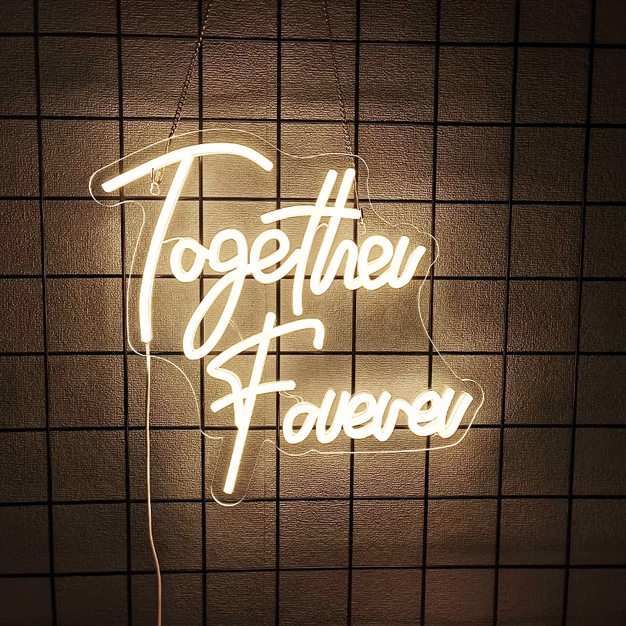 Together Forever Neon Sign For Wall Decor,Light Up Sign For Wedding Party Decor,Bedroom,Living Room,Valentine'S Day,Anniversary