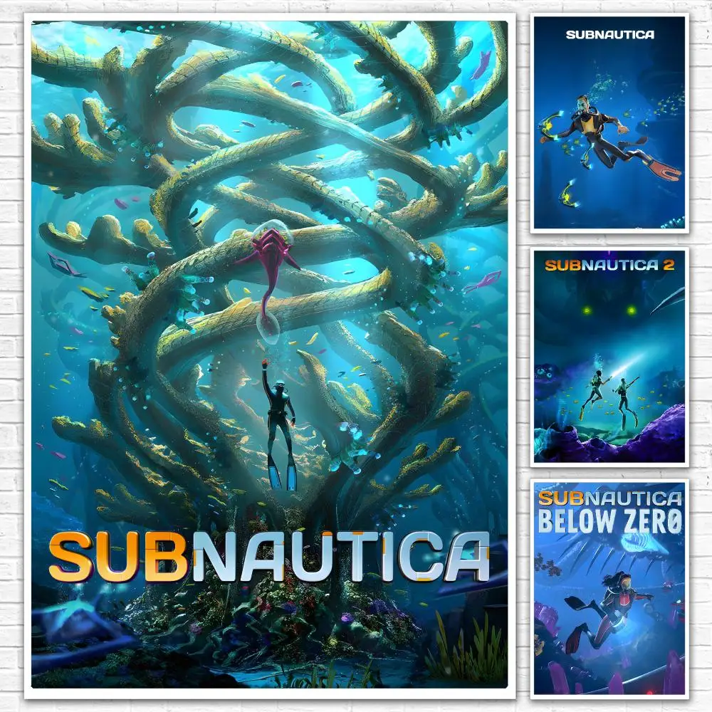 Video Game S-Subnautica Painting Calligraphy Canvas Mural For Interior Walls Crease-Free Beautiful For Living Room Bedroom