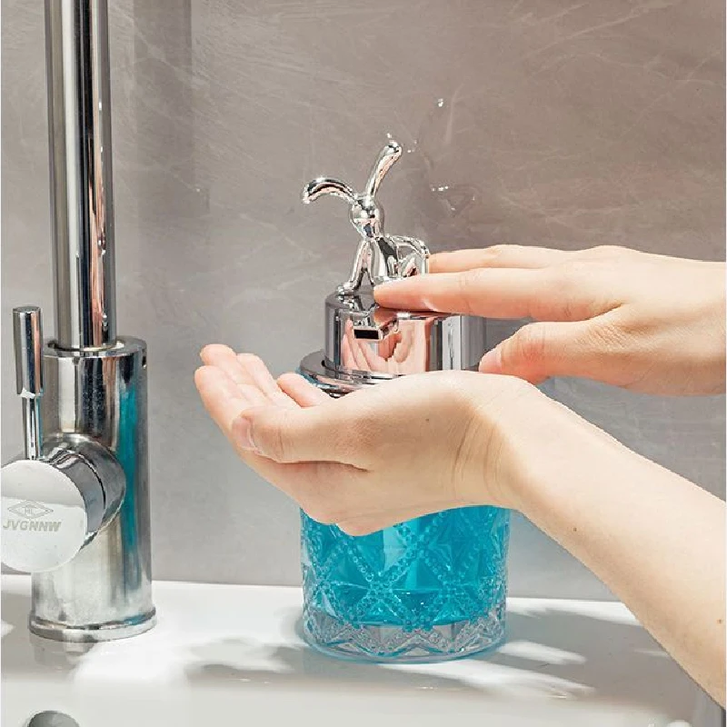 Creative Rabbit Glass Emulsion Bottle Bathroom Soap Dispenser Lotion Hand Sanitizer Bottles Bathroom Accessories Emulsion Bottle