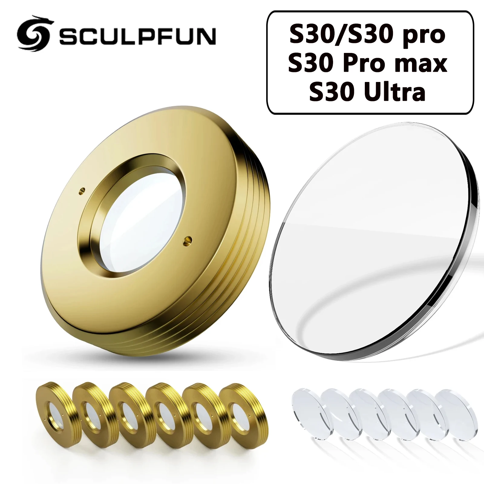 Sculpfun Lente Laser Peças para S30 S30 Pro S30 Pro Max S30 Ultra 11w 22w 33w Acessórios para Máquina de Gravação a Laser Lente
