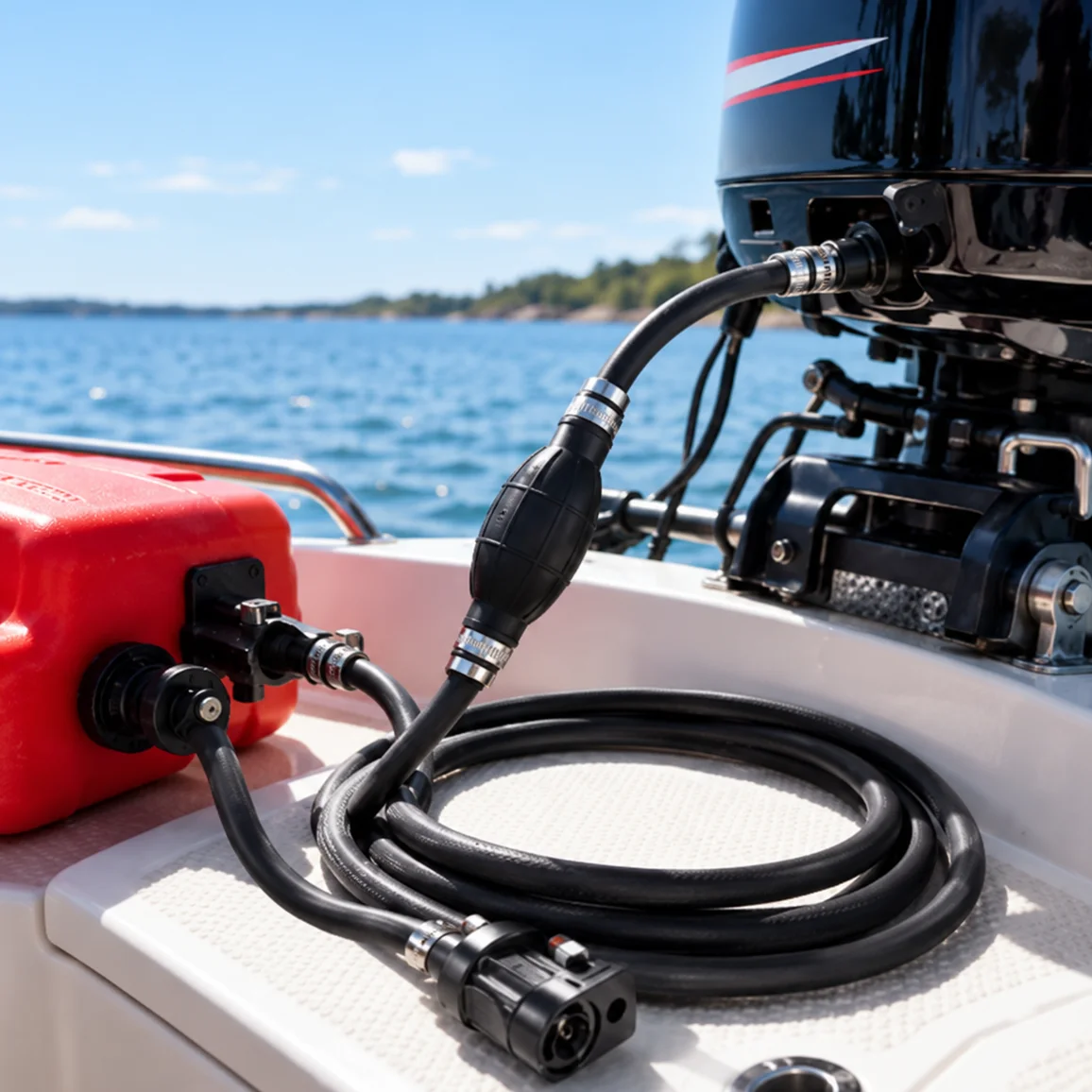Fuel Line Assembly for Yamaha Outboard Motors with 8 mm Hose Primer Bulb and Connector for Onboard Tank-to-Engine Connections
