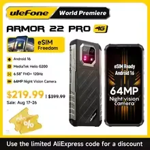 Ulefone Armor 22 Pro Rugged Phone 128GB/256GB 6.58 inch Android 16 MediaTek Helio G200 Global Version 4G NFC 6600mAh Smartphone