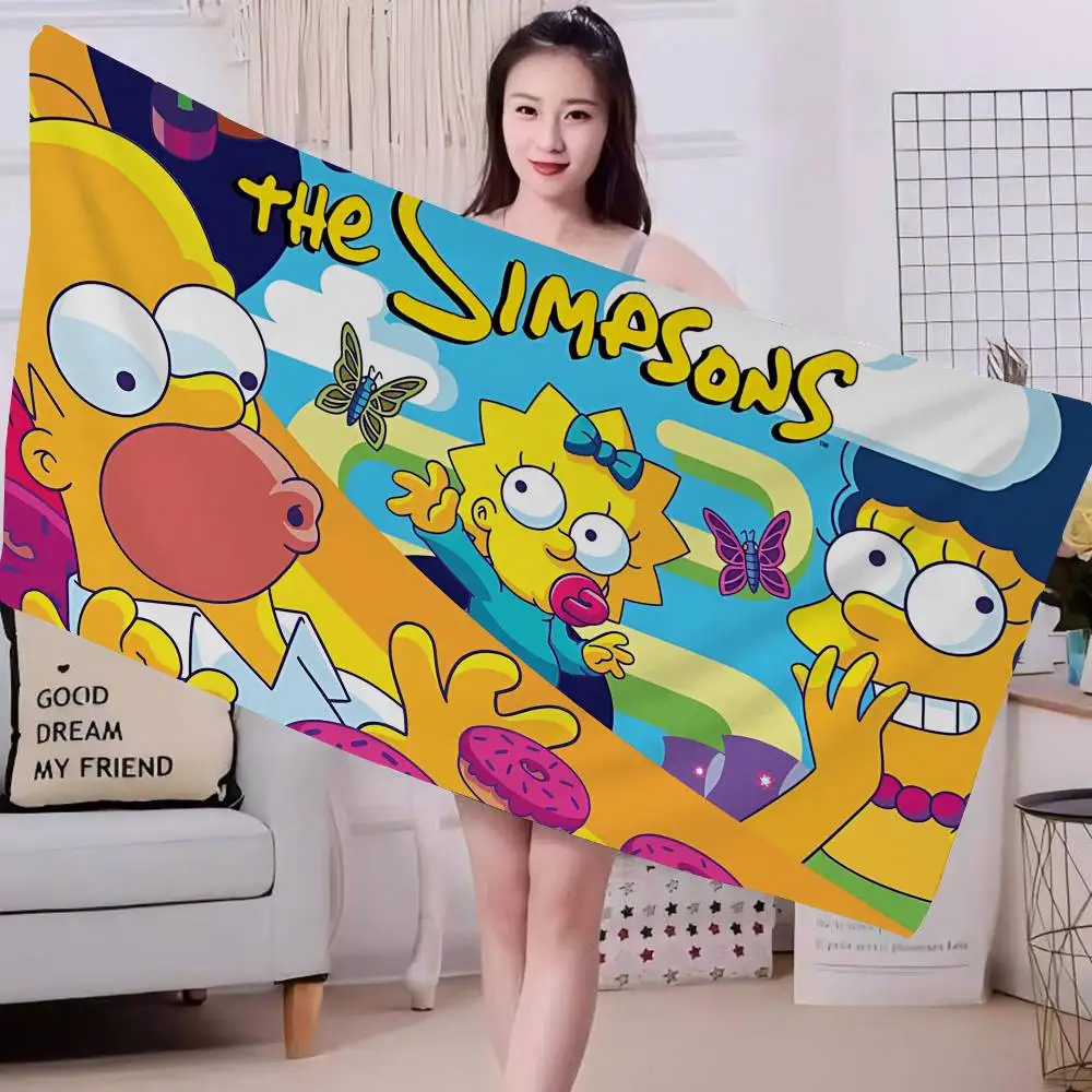 Animation T-The S-Simpsons Microfiber Printed Beach Towel Mountain Climbing Yoga Beach Swimming Running Absorbent Soft Towel