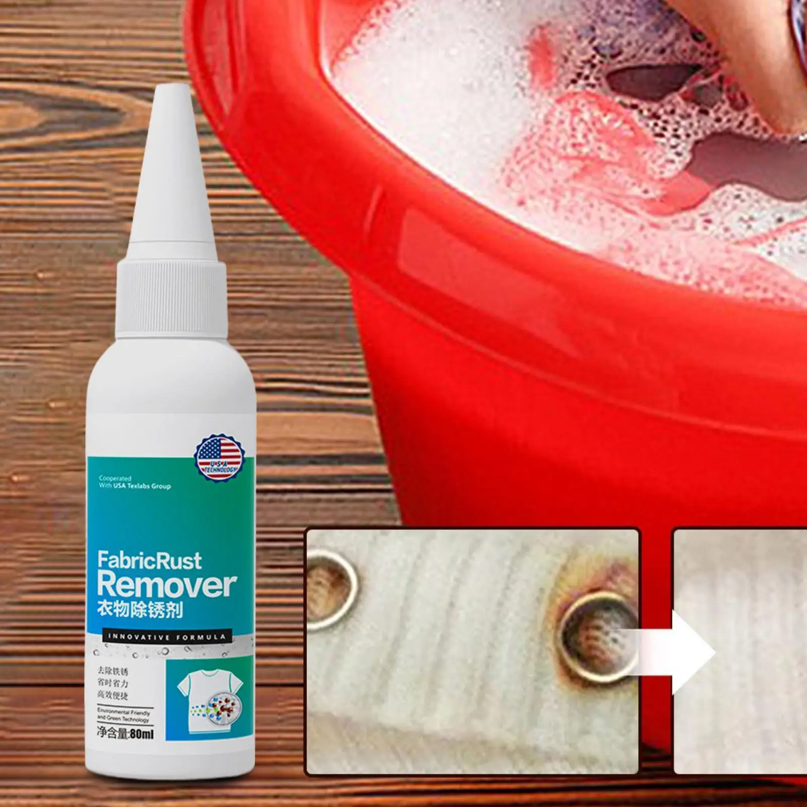 Fabric Rust Remover 80Ml Rust Eraser Quick and Easy Dirt Removal Clothing Cleansing Agent for Copper Rust Water Rust Tea Rust