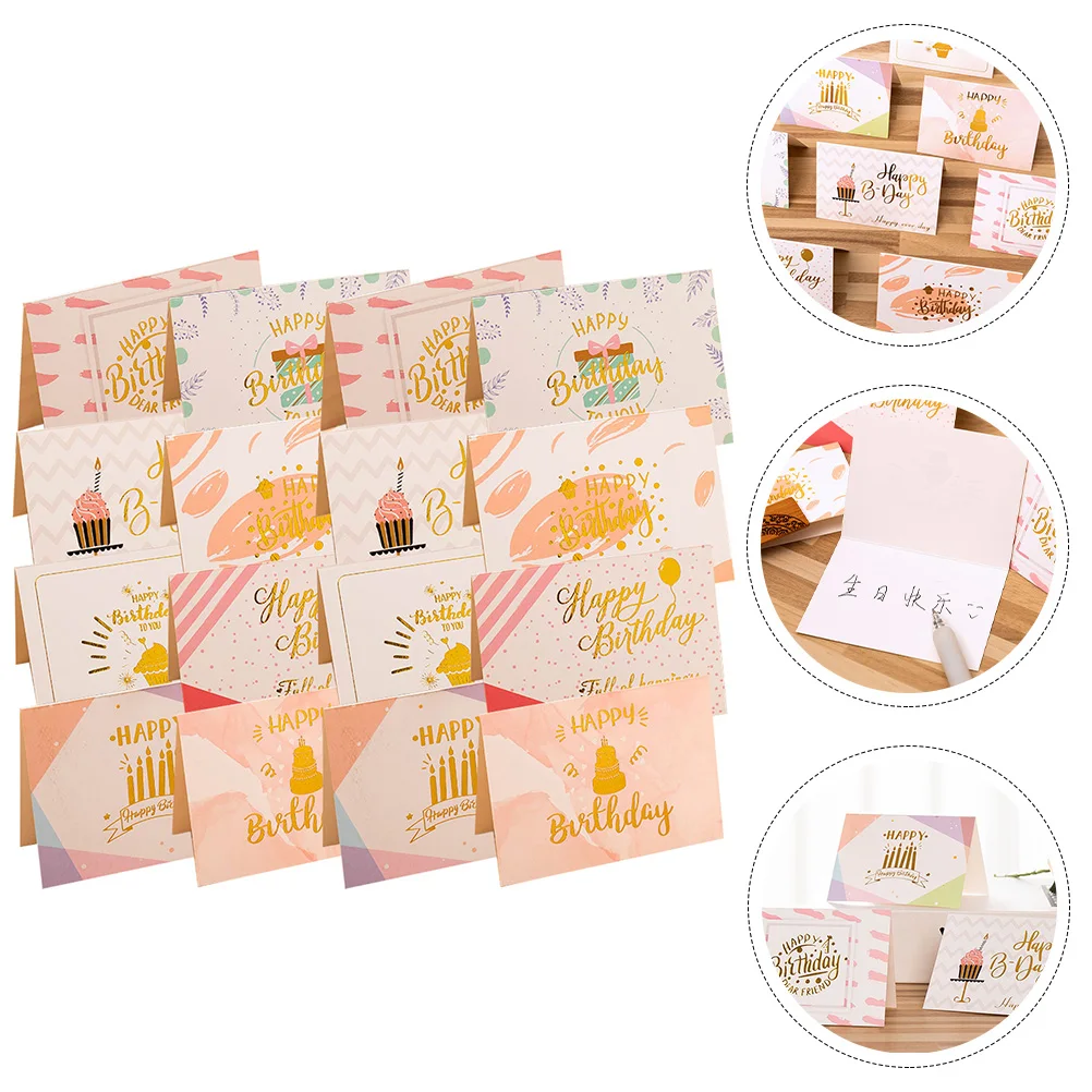 

80pcs Birthday Folding Greeting Cards Bulk Paper Blessing Card Colorful Design Novel Style Complimentary Envelope Writing Cards