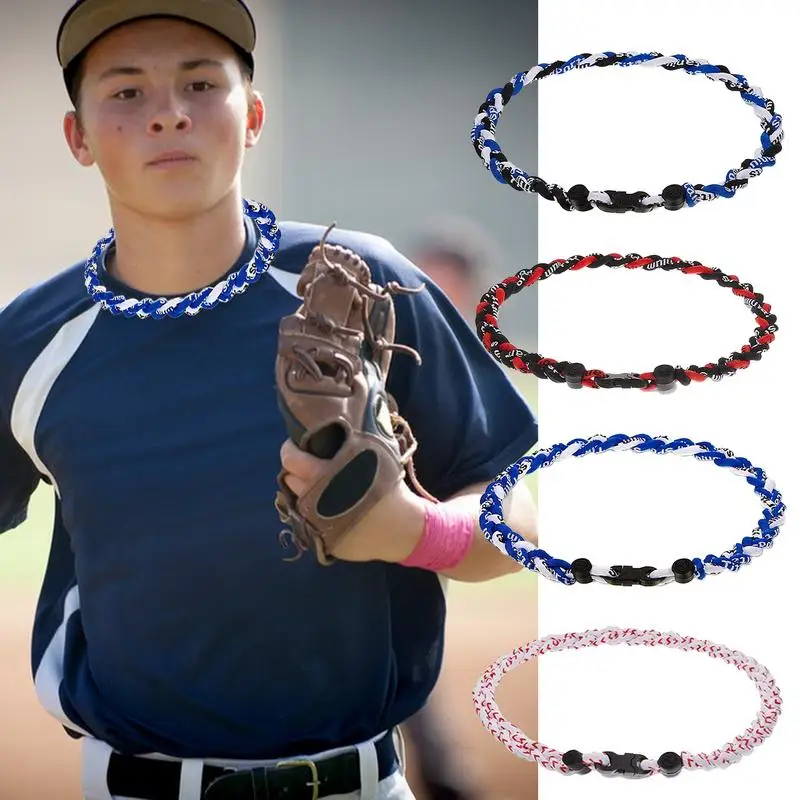 Braided Baseball Necklace Handmade Novelty Baseball Necklace 18 Inches Sports Necklace Athletes Necklaces For Soccer