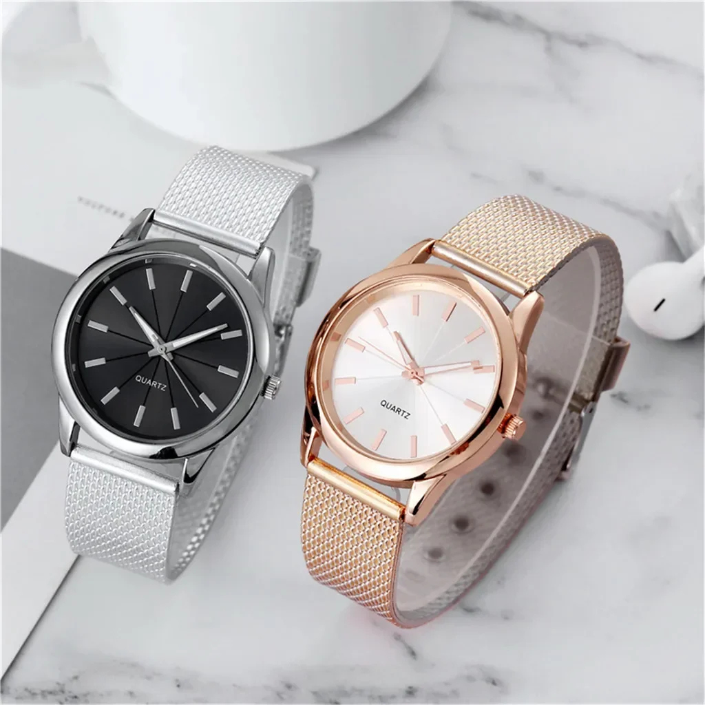 Moda bayan izle altın siyah saat paslanmaz çelik tel örgü bayanlar Quartz saat lüks Montre Femme kol saatleri Relogio Feminino