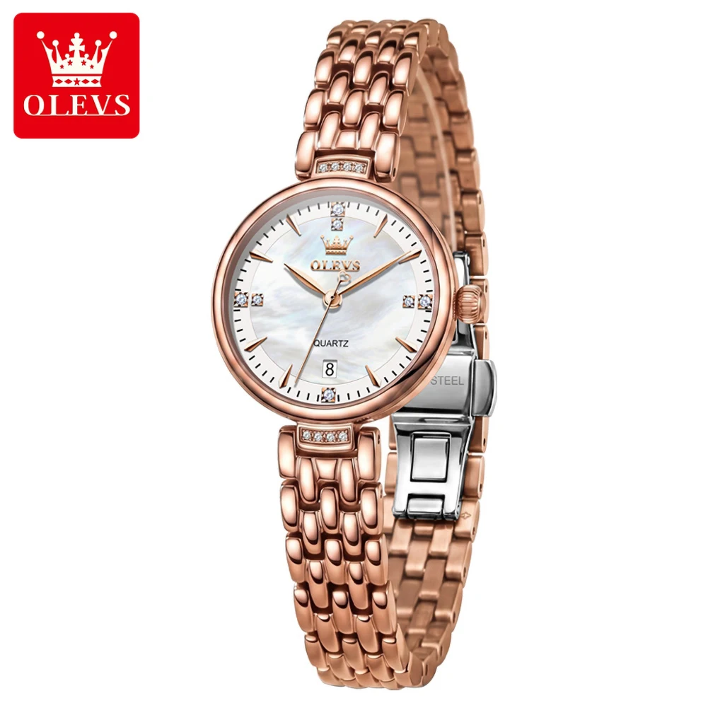 OLEVS 5710 Luxury Brand Watch for Women Waterproof Solid Steel Strap Fashion Original Ladies Quartz Wristwatch