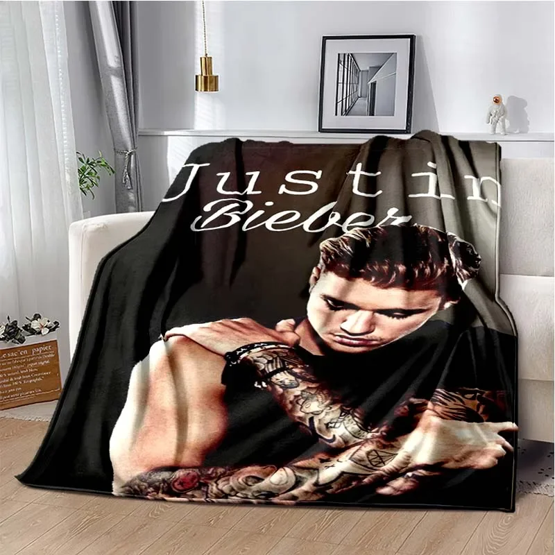 3D Pop Singer Justin Bieber JBiebs Soft Plush Blanket Warm Flannel Blanket Throw Blanket for Living Room Bedroom Bed Sofa Picnic