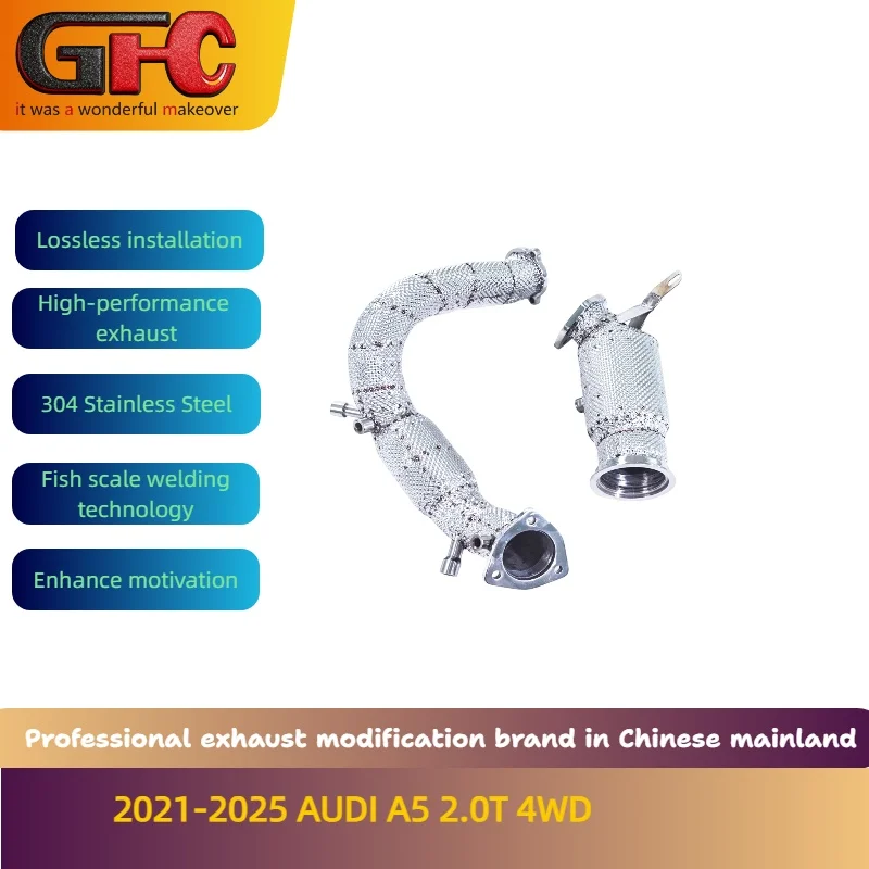 

GFC brand for the 2021-2025 AUDI A5 2.0T 4WD stainless steel High-performance 200 cell catalytic pipe
