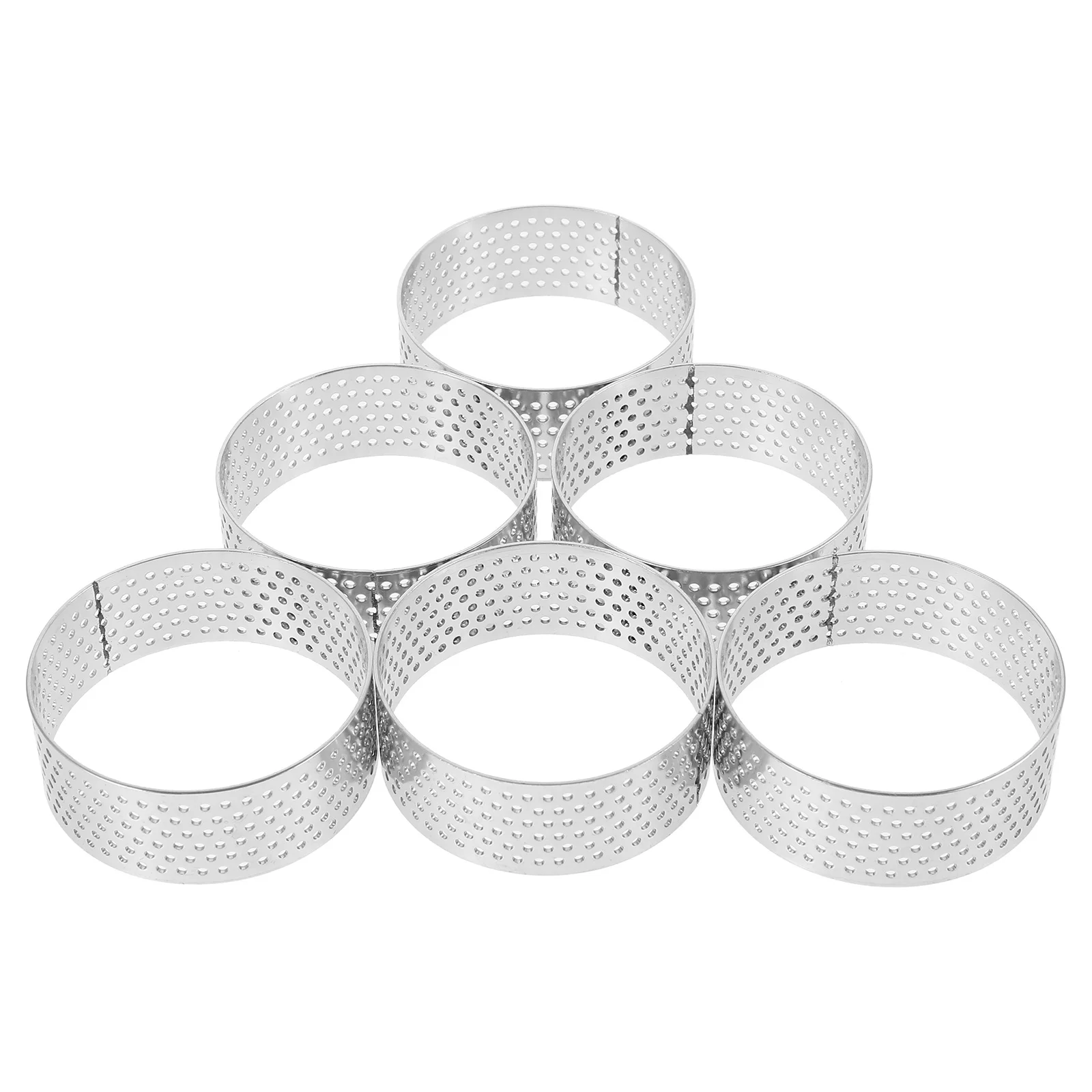 

6Pcs Round Hole Style Tart Rings Stainless Steel Cake Mold Baking Tool for Home Bakery Dessert Mousse Gadget Tart Ring