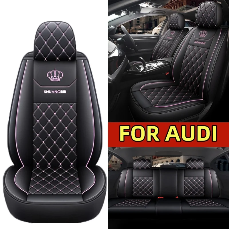 

Car seat cover wear-resistant waterproof artificial leather crown embroidered full wrap seat cover FOR AUDI Q3 A7 2012-2024