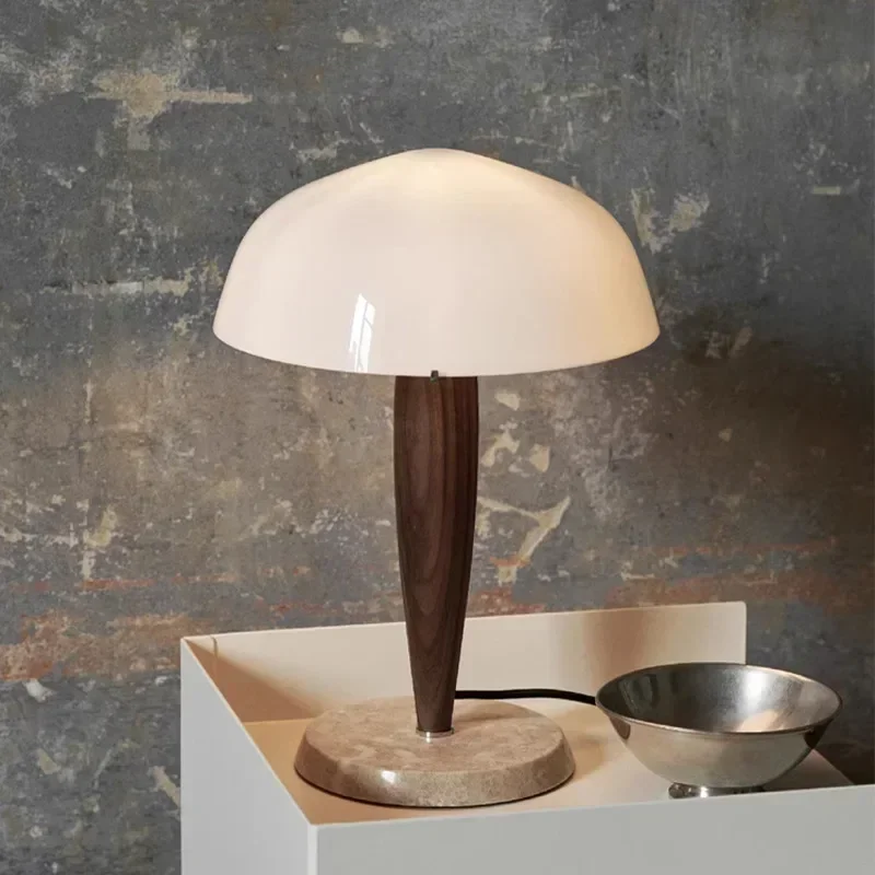 Danish Glass Table Lamp Nordic Designer Retro Marble Bedside Lamp for the Bedroom Living Room Home Decor