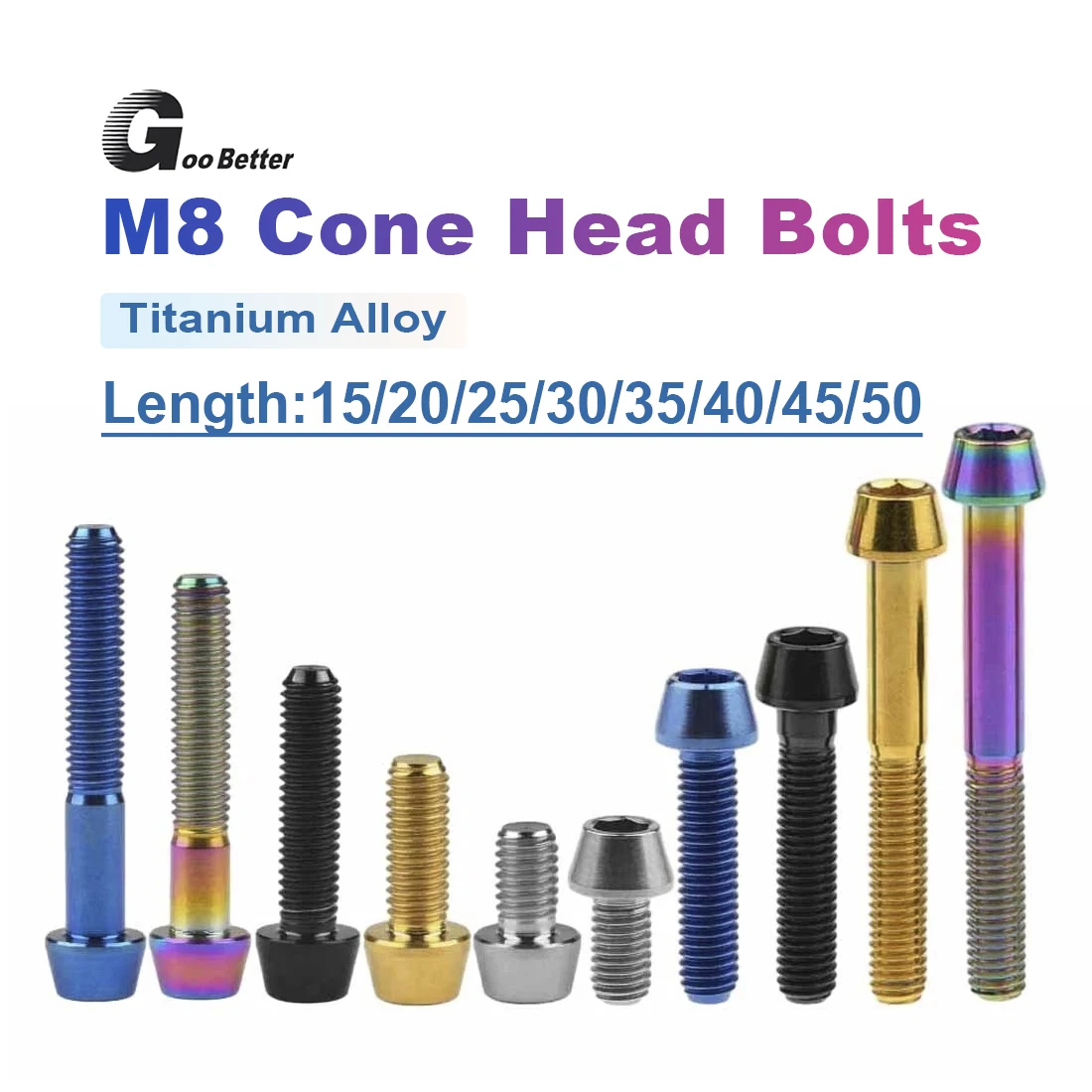 

1pc Titanium Ti M8Titanium cone head hex socket Screw for Bicycle Stem Seatpost Bicycle Parts GR5