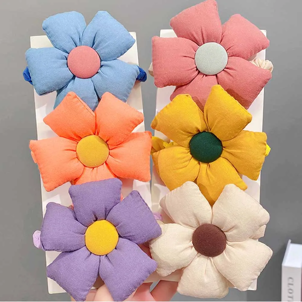 Girls Cute Colorful Cotton Big Flower Elastic Hair Bands Children Sweet Hair Decorate Headband Hair Tie Lovely Hair Accessories