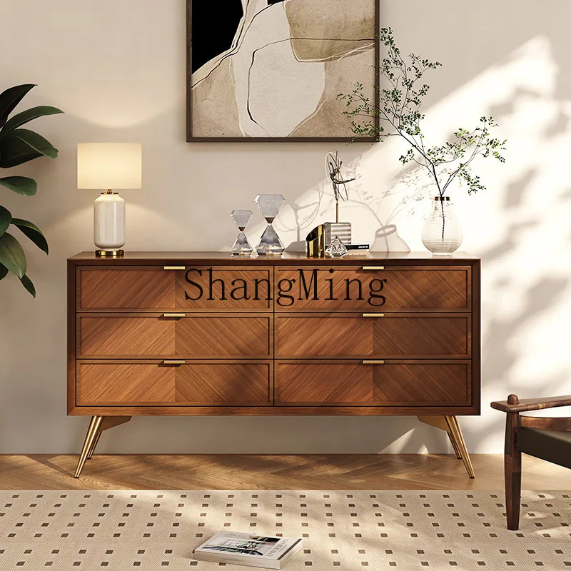 

ZYY medieval style living room wall integrated decorative locker light luxury modern solid wood storage cabinet