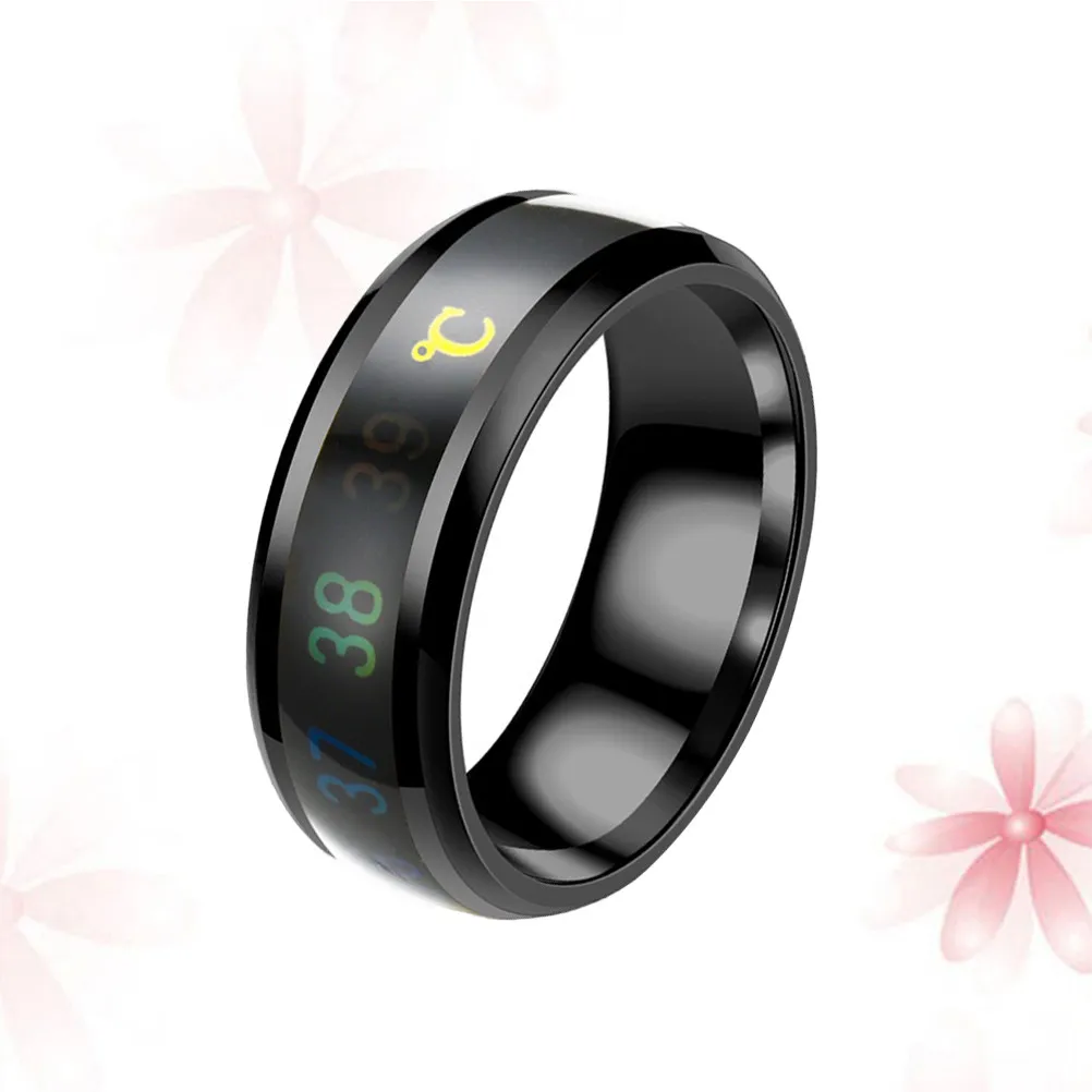 1Pcs Rustproof Titanium Steel Temperature Sensitive Ring Color Shifting Mood Ring for Couples with Graduated Celsius Numbers