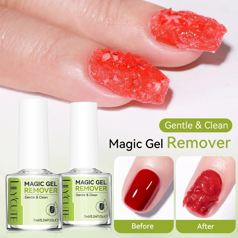 LILYCUTE 7ml เจลเล็บ Remover สําหรับเล็บใน 3-5 นาทีได้อย่างง่ายดายลบกึ่งถาวร Soak Off UV GEL Burst