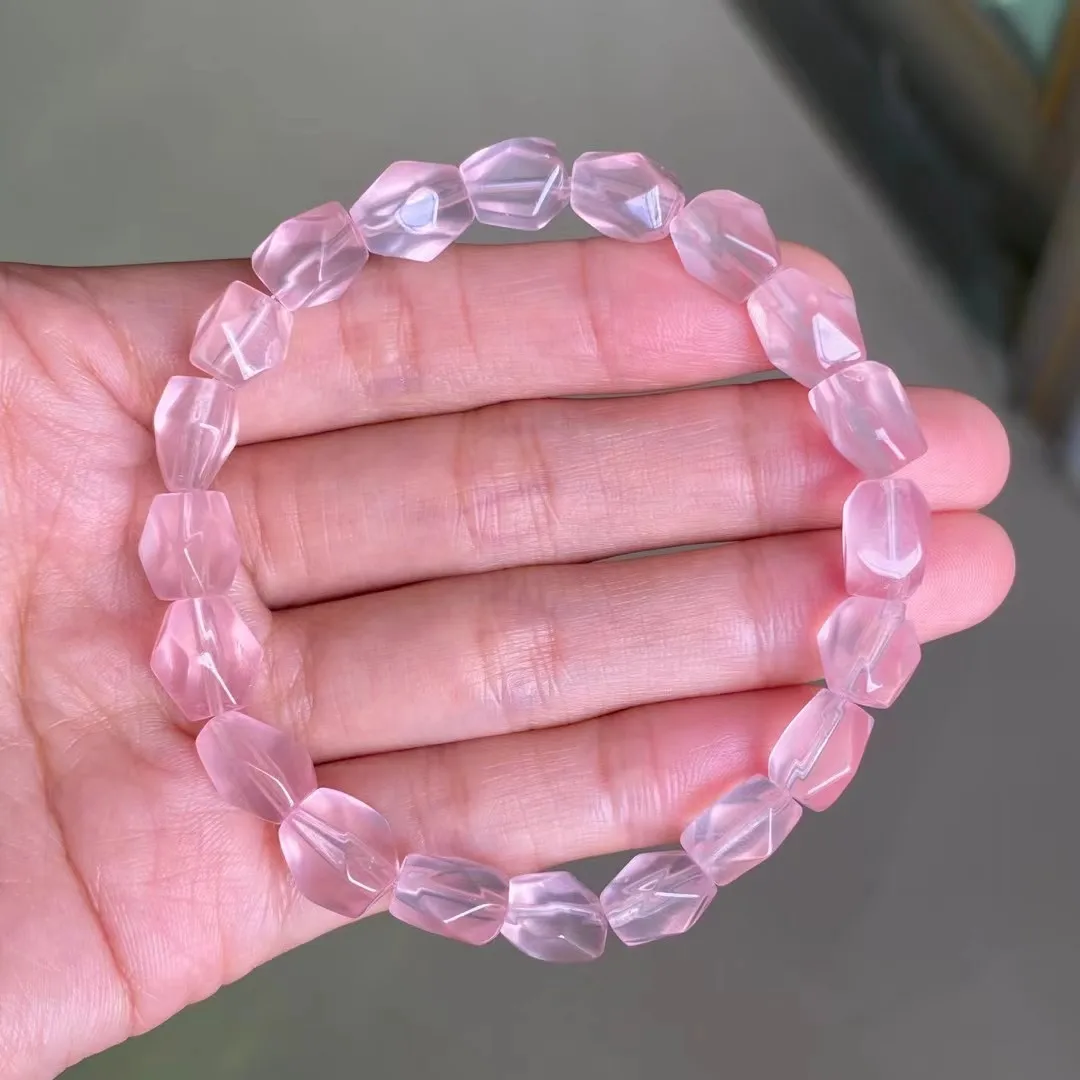 

7mm Natural Pink Rose Quartz Bracelet Jewelry For Women Lady Men Gift Star Light Crafted Beads Clear Crystal Stone Strands AAAAA