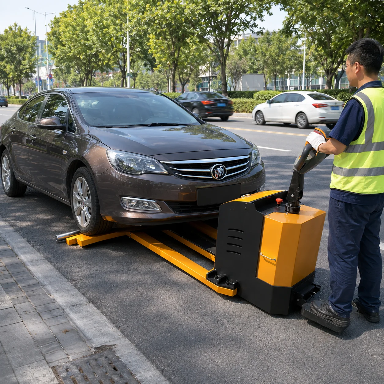 Walk Behind Electric Car Lifting Mover Hydraulic Vehicle Moving Machine for Garage Parking Management