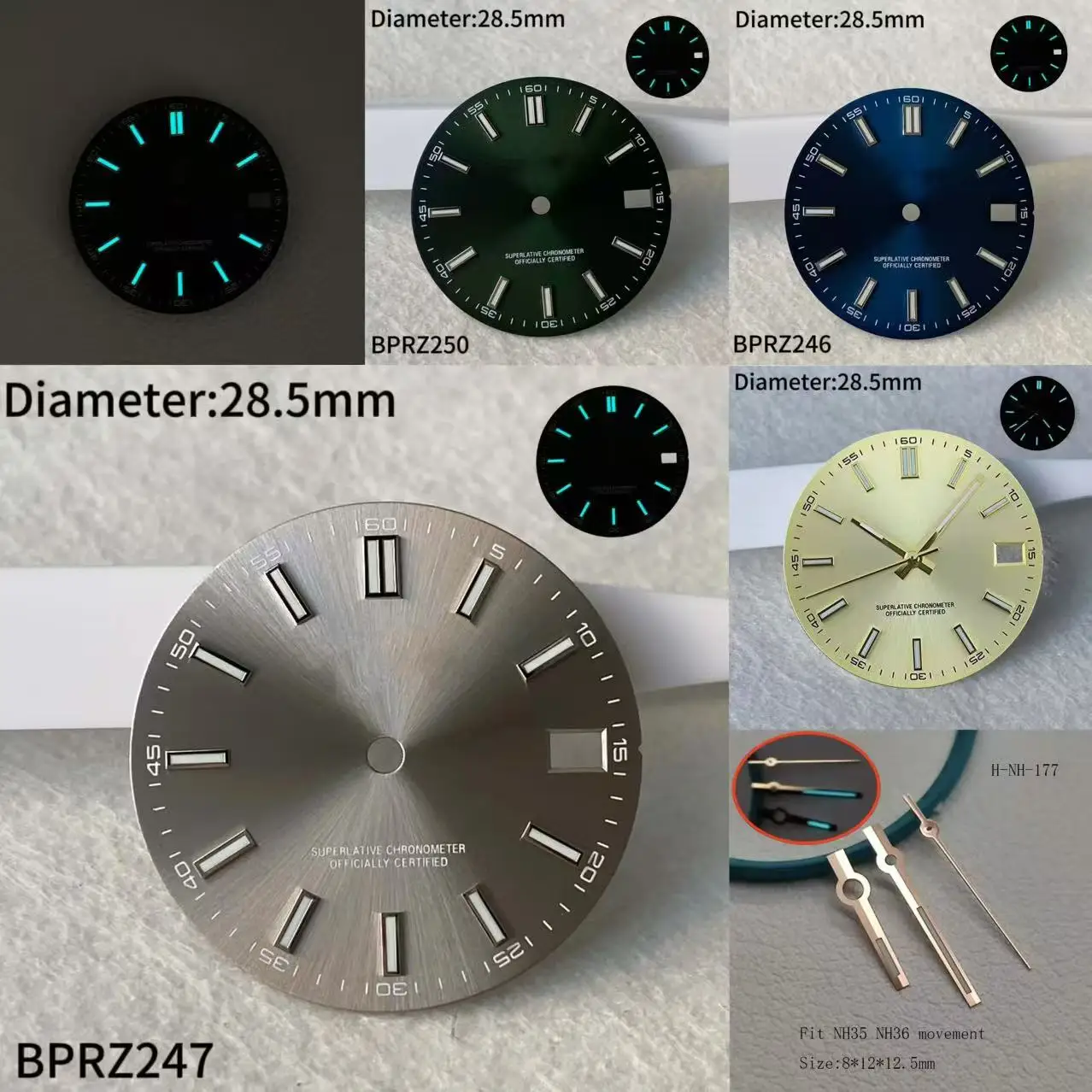 Hot Sales 28.5mm S Logo Date Dial Suitable For NH35 Japanese Automatic Movement NH36 Blue Luminous 29mm S Dial Watch Accessories