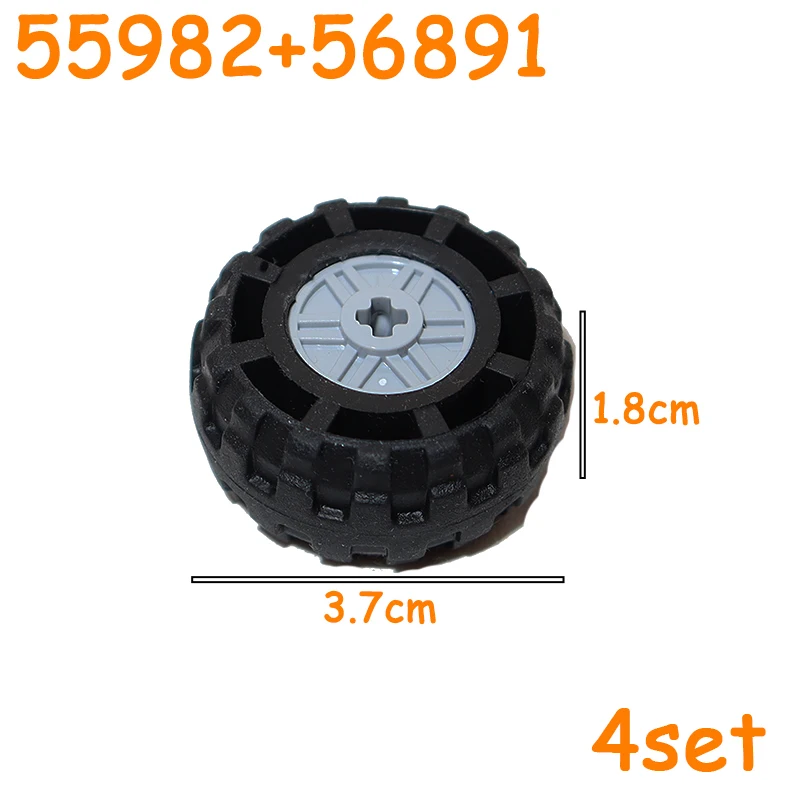 Technisches Reifenrad, Auto-LKW-Räder, Nabe, Steine, MOC, Motorrad-Reifen und Felgenbausteine, 56145, 44309, 86652, 32019 15038 23798