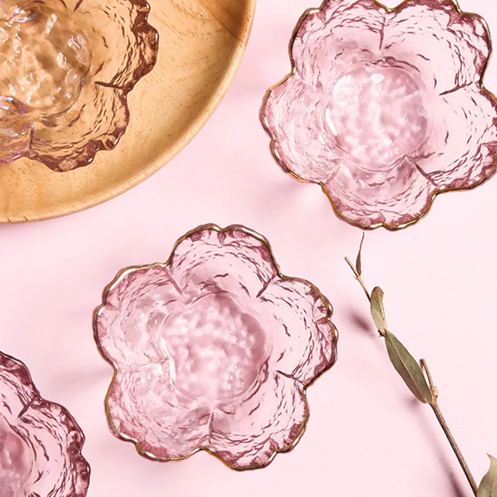 

6Pcs Flower Glass Fruit Plates Decorative Serving Tray Snack Dessert Nut Candy Holder Household Party Wedding Tableware