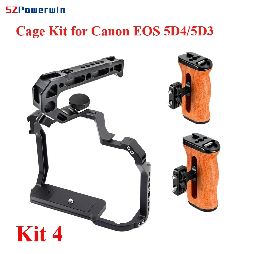 

Wood Handle Camera Cage for Canon 5D Mark IV 5D3 | Aluminum Alloy Rig with ARRI Pin | Film Making Accessories Kit by SZPowerwin