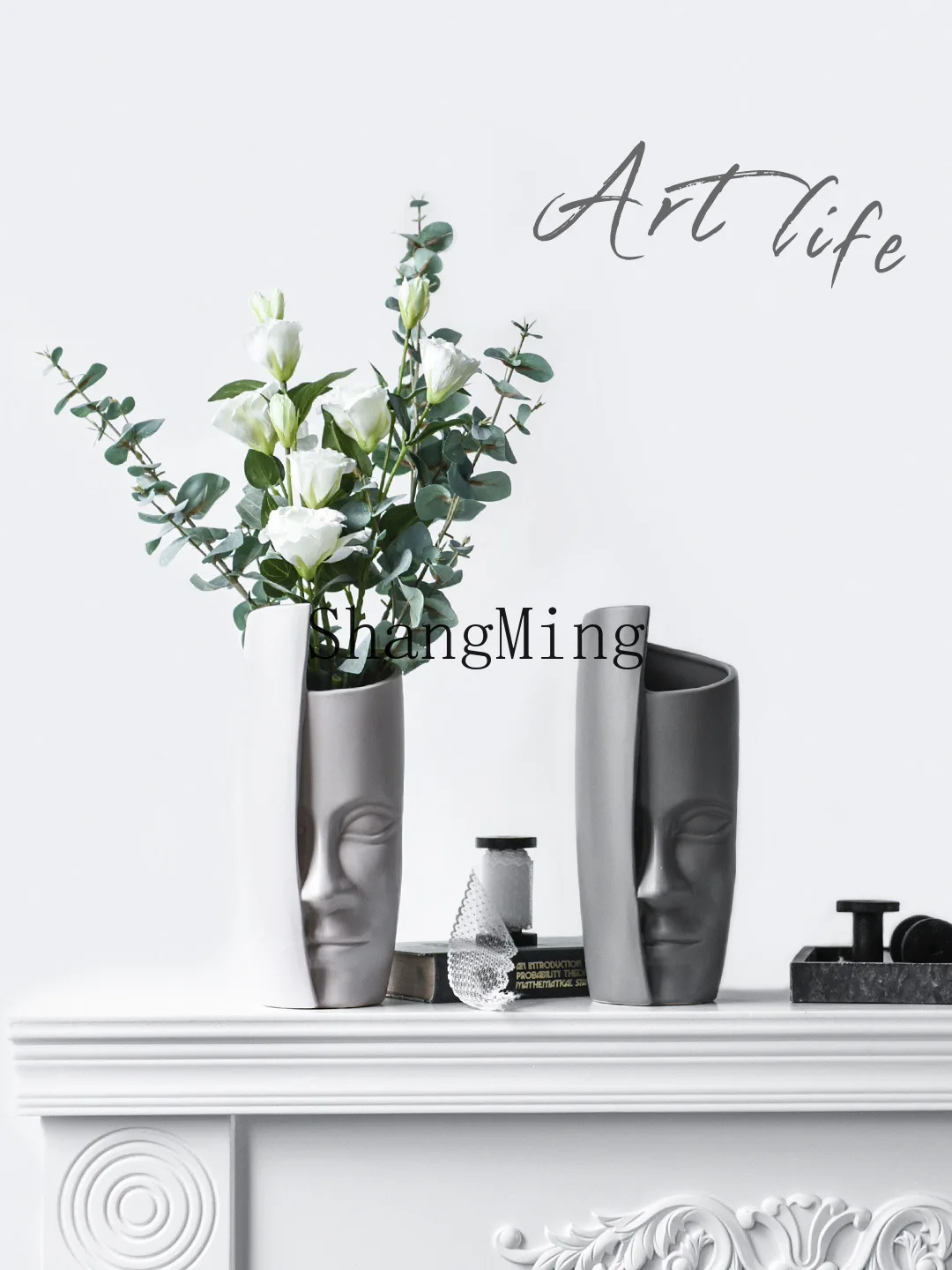

CL wholesale spot ART modern ins face art vase living room flower arrangement ceramic flower ware combination decoration