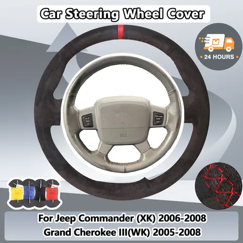 Protector de gamuza para volante de coche, accesorios de cuero para Jeep Commander (XK) 2006-2008 Grand Cherokee III(WK) 2005-2008