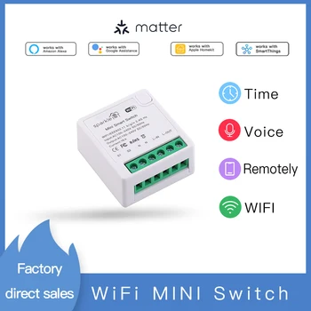 Item 16A WiFi Mini Smart Switch Toggle Disconnect Dual Control Output with Apple HomeKit Alexa Google