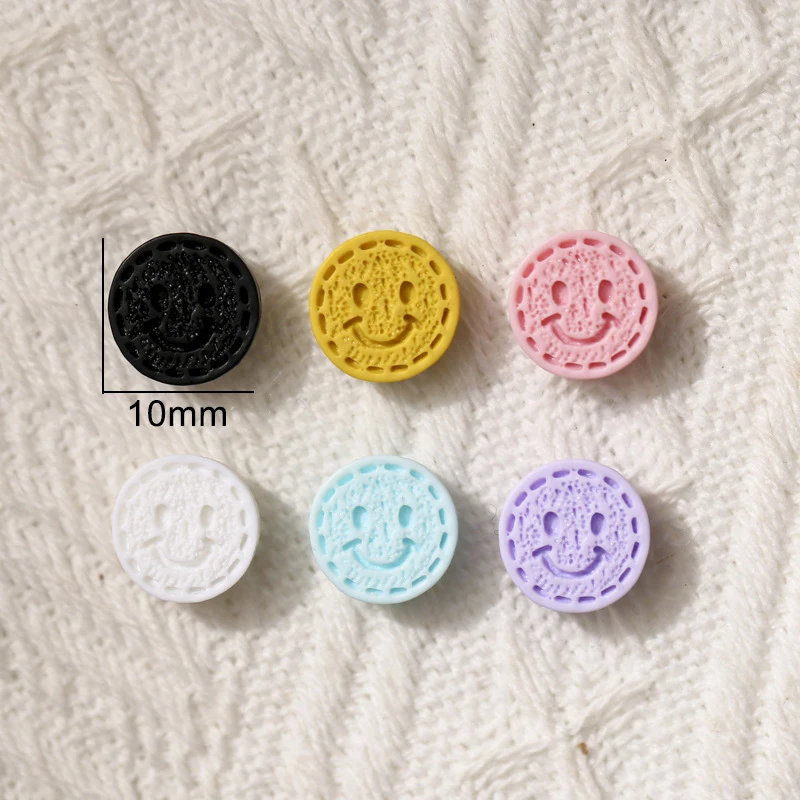 10mm Resin Round Smiley Face Nail Art Decoration Color Cartoon Sewing Button Manicure DIY Accessories 30/100PCS