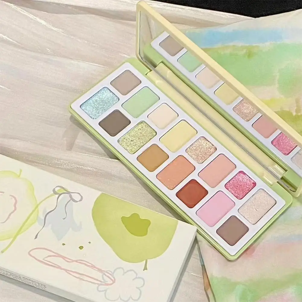 Palette di ombretti a 16 colori Trucco professionale per donna Verde lucido Blu Palette di ombretti glitter a lunga durata Rosa perlato U3X6