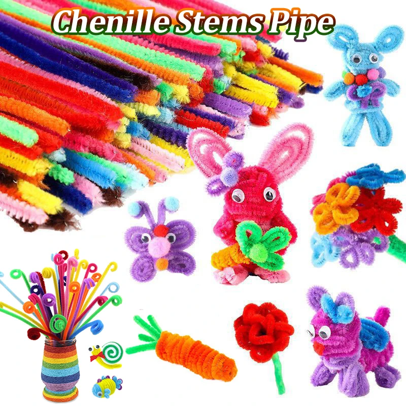 

New 100pcs 30cm Chenille Stems Stick Cleaners Kids Educational Toys Handmade Colorful Chenille Stems Pipe for DIY Craft Supplies