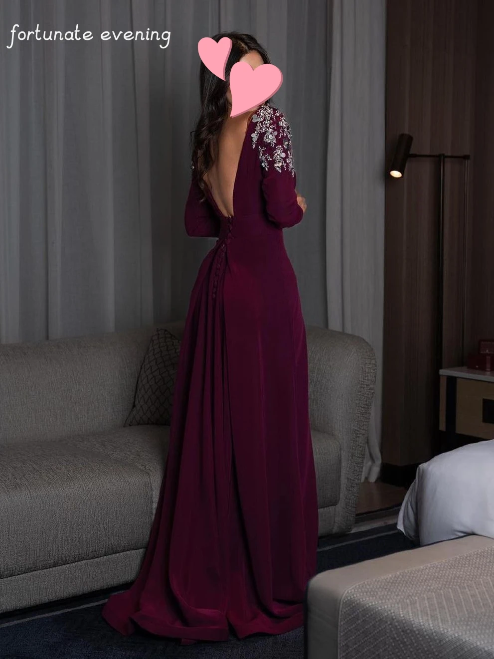 Fortunate Evening Elegant Vintage Sweet Purple Sequins Beads Crystal Backless Formal Occasion Prom Dress Evening Party Gowns