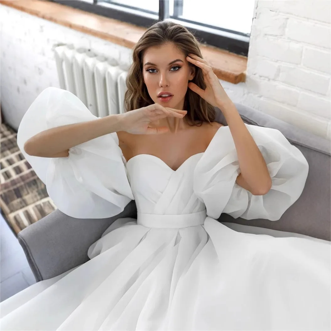 فستان مثير لحفلات الزفاف من التول بدون حمالات فستان فرنسي بأكمام منتفخة فستان رسمي للحفلات ملابس نخب نسائية