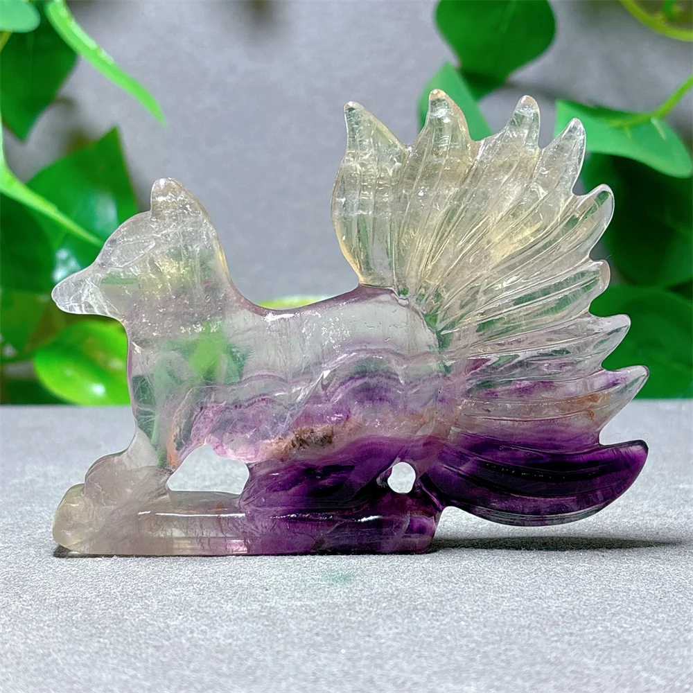 Rainbow Fluorite Fox Crystal Natural Stone Quartz Stone Minerals Home Decoration Reiki Craft Gifts Energy Healing Spiritual